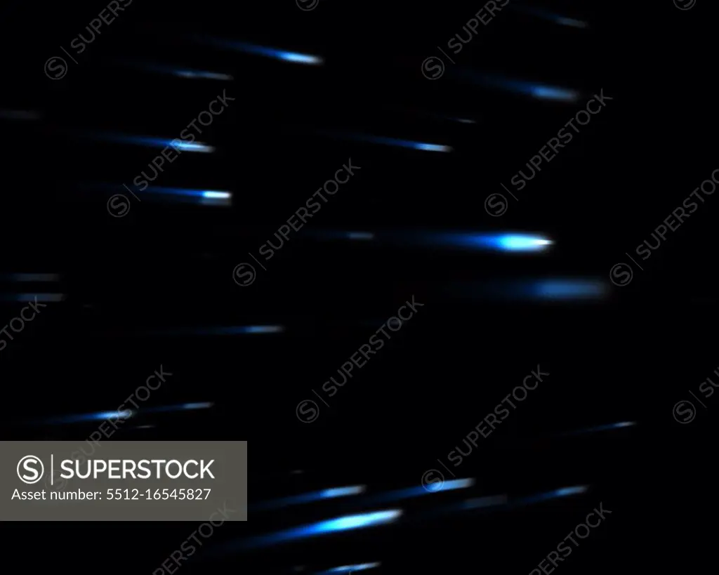 Blue moving stars against black background