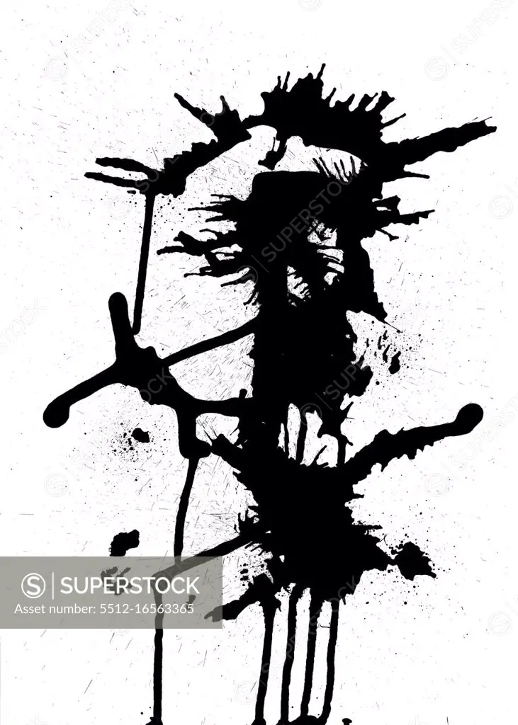 Black ink abstract design on white background