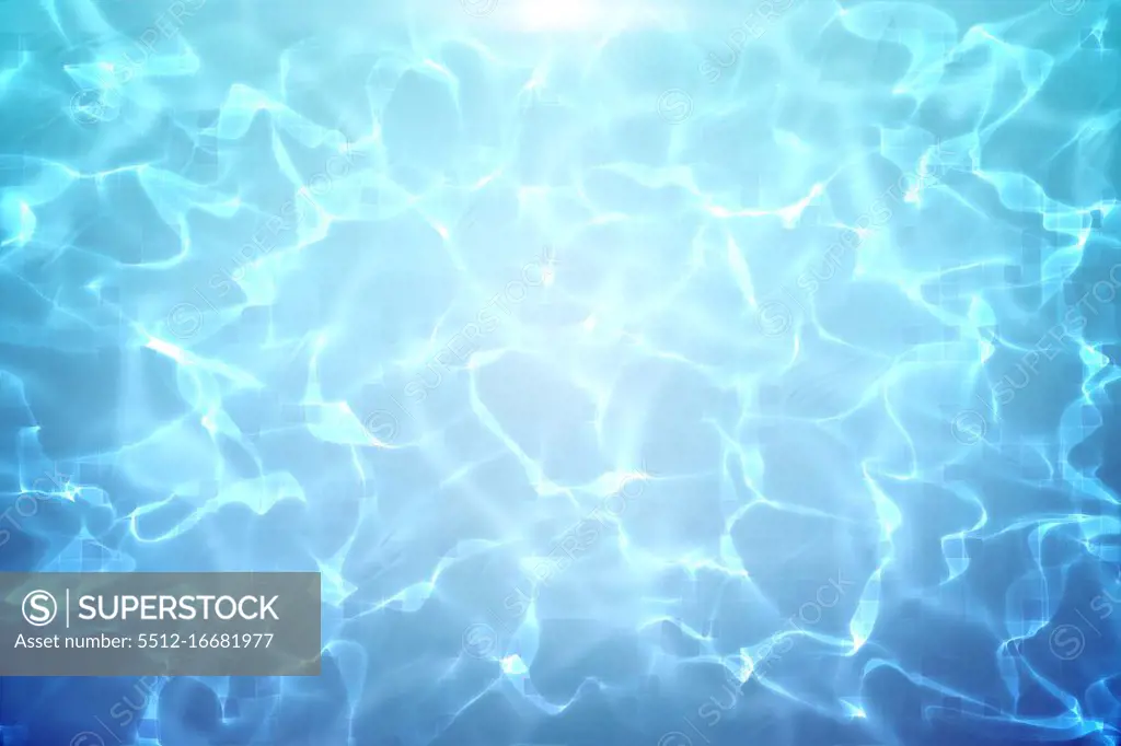 digitally generated Blue pool under bright light