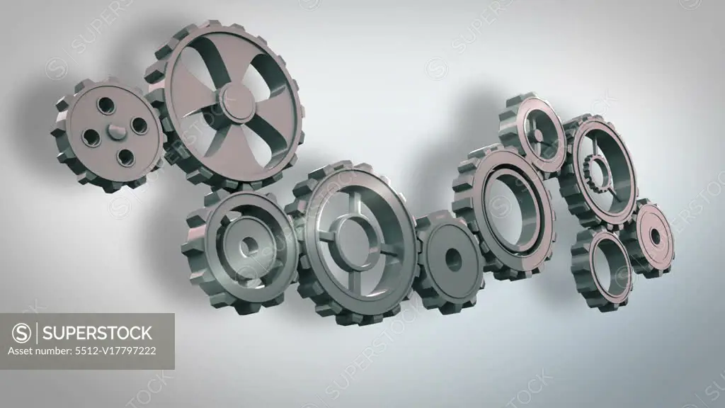 Digital animation of Cogs and wheels turning - SuperStock