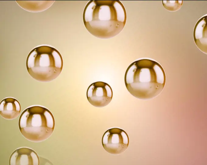 Background of golden water sphere falling