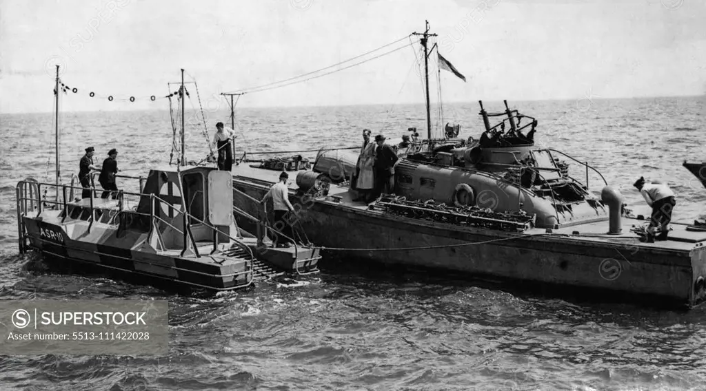 New Channel Sweep -- The rescue launch meets its objective. One of the new R.A.F. rescue boys which are moored at intervals for baled-out plants. August 2, 1941. (Photo by Keystone).
