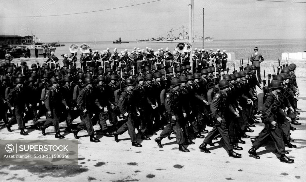 Stock Photo: 5513-111538368 U.S. Troops Army Day Parade: United States troops are seen passing in review during the U.S. army day parade held at Trieste, April 6. April 29, 1948. (Photo by Associated Press Photo).