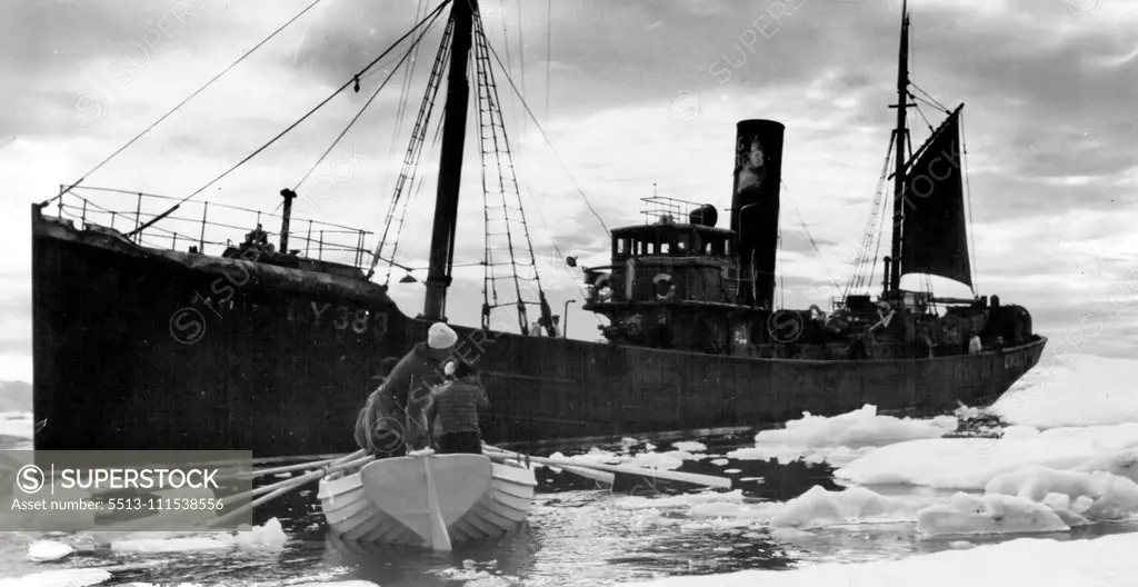 British Arctic Expedition: The trawler Jacinth in which the expedition returned to Aberdeen. November 26, 1934.