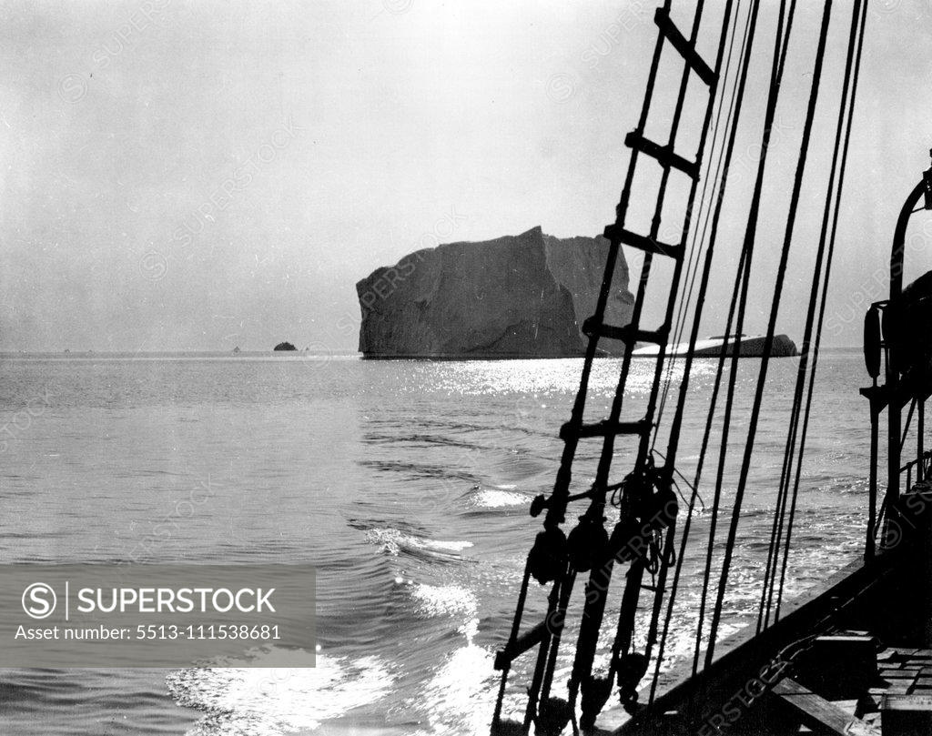 Stock Photo: 5513-111538681 Ellesmere Land Expedition: A striking study of an iceberg, seen on voyage to Disko. November 26, 1934.