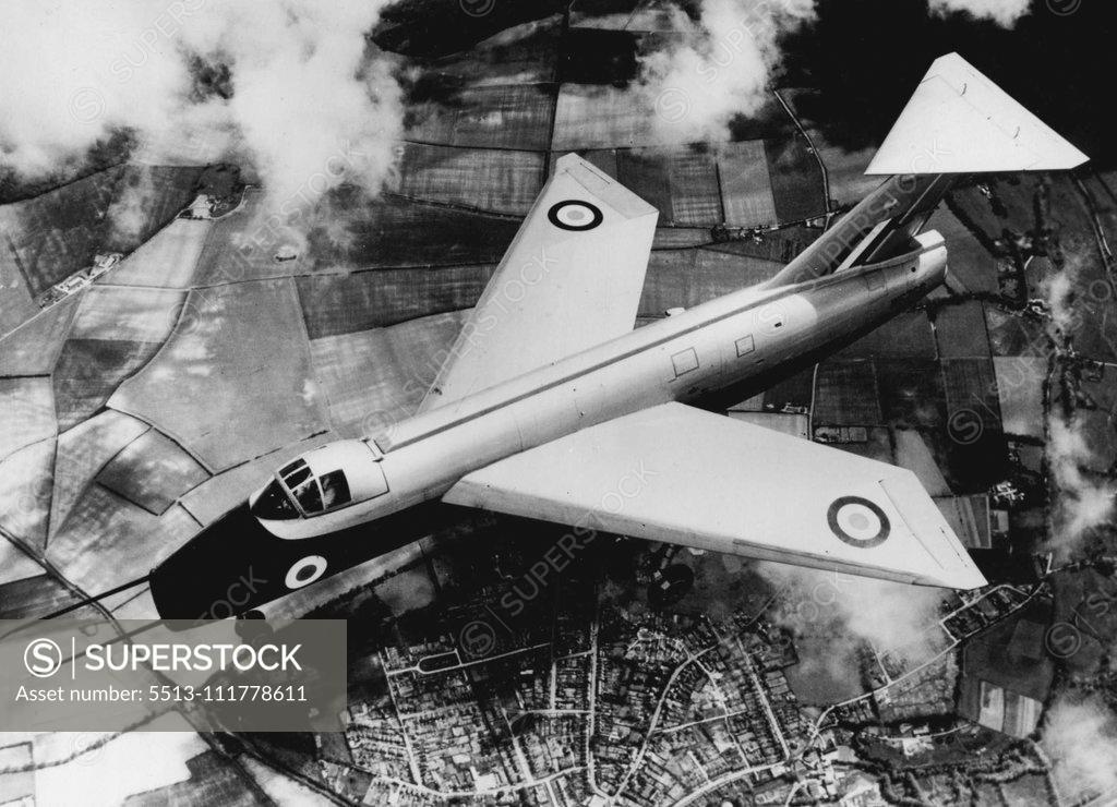 Stock Photo: 5513-111778611 Newcomer To The Skies The Short S.B. 4, a British research plane with swept-back wings and a tail-plane that can be moved while the aircraft is in flight. The S.B. 5 was built specially to investigate the problems that arise in the handling of swept-back wing, high-speed aircraft. It is now being given a try-out by test pilots. May 14, 1953. (Photo by Planet News Ltd.).