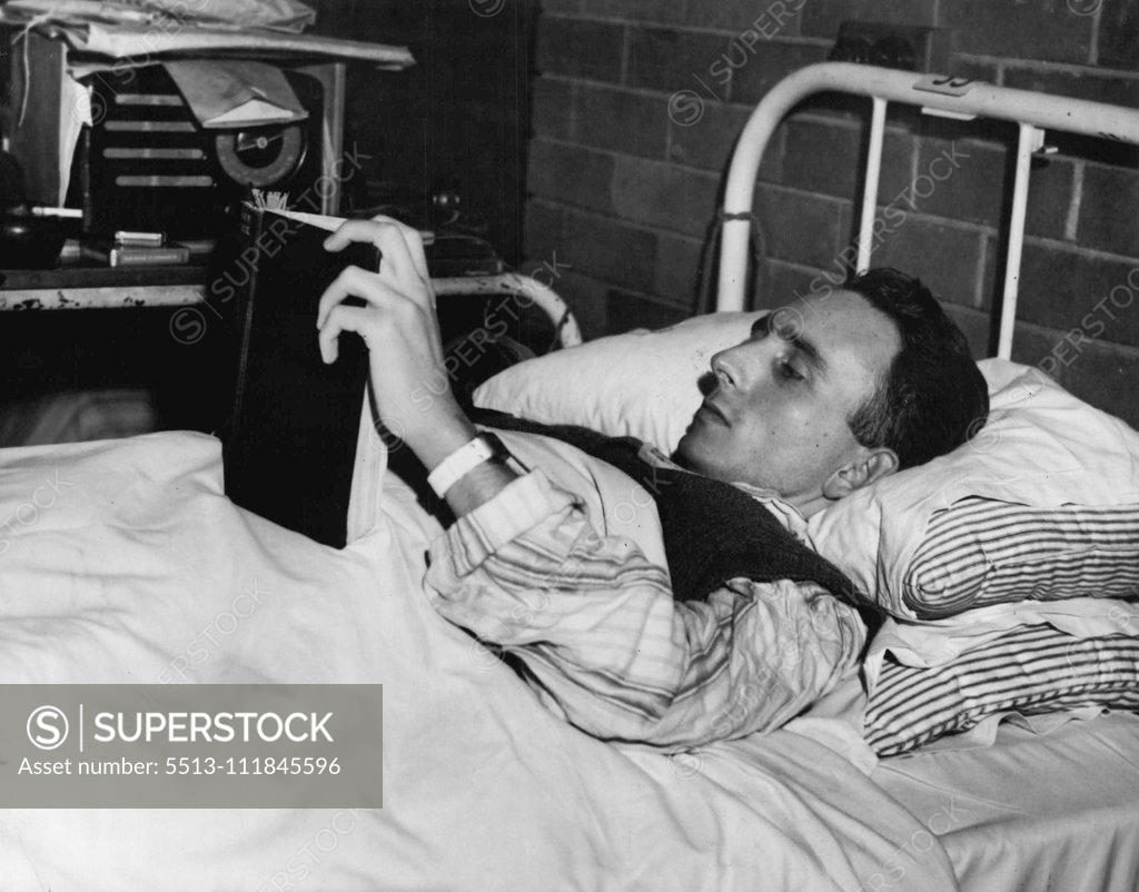 Stock Photo: 5513-111845596 Carl Hansen (Narooma, NSW), was 17 when he joined the RAN ***** 1941 He was in destroyer Hasty in the Middle East when he developed an arthritis spine and joints. He has been in his bed for six years (mostly at Concord *****. August 21, 1948.;Carl Hansen (Narooma, NSW), was 17 when he joined the RAN ***** 1941 He was in destroyer Hasty in the Middle East when he developed an arthritis spine and joints. He has been in his bed for six years (mostly at Concord *****.