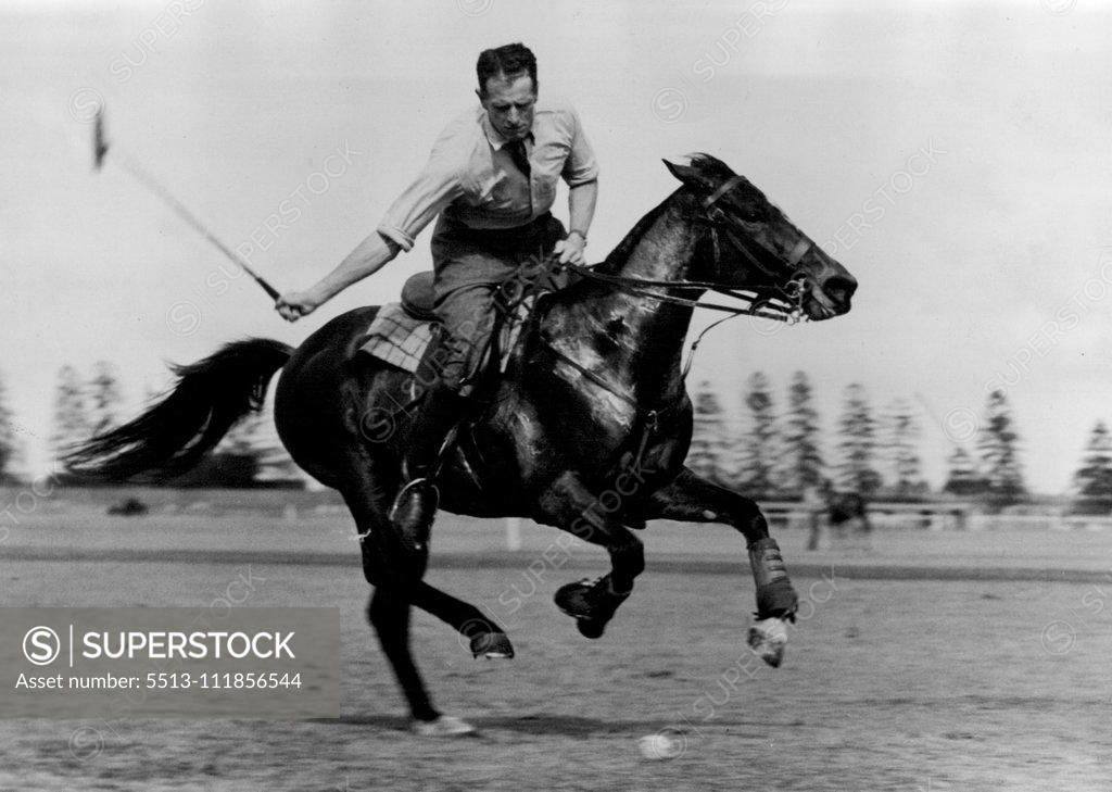 Stock Photo: 5513-111856544 Bob Ashton, Polo Practice. July 25, 1938.;Bob Ashton, Polo Practice.
