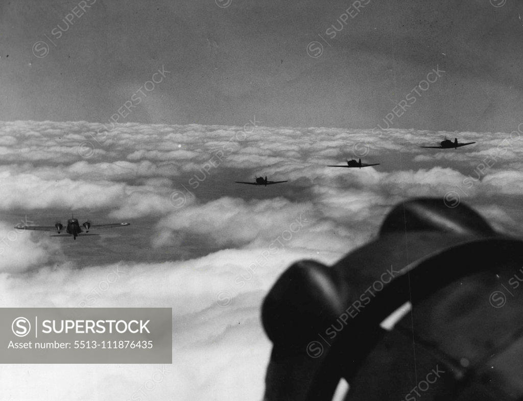 Stock Photo: 5513-111876435 Wirraway over Geelong, Vic. March 05, 1940.;Wirraway over Geelong, Vic.