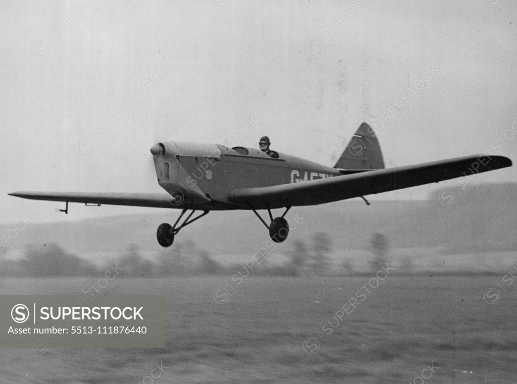 Stock Photo: 5513-111876440 First New British (Plane of the war). -- The new Marendaz Trainer in Flight. The new Marendaz Trainer is the first new British aeroplane of the war era. The machine, a two-seater trainer has been designed for bringing up pupils on a type of machine which will represent the larger and upon to fly later. The new Marendaz Trainer in Flight. December 4, 1939. (Photo by London News Agency Photo).;First New British (Plane of the war). -- The new Marendaz Trainer in Flight. The new Marendaz Trainer is 