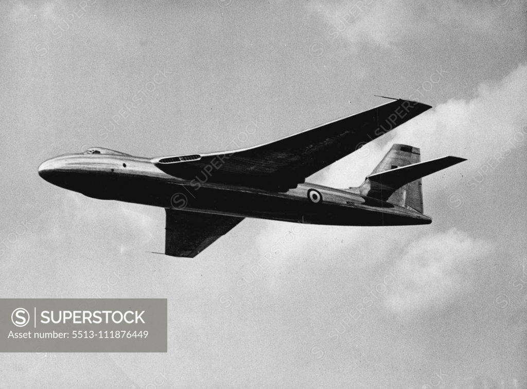 Stock Photo: 5513-111876449 Air Display Today At Farnborough -- The 'Valiant', made by Vickers-Armstrong, Britain's latest bomber. It is understood that she will carry atom bombs. September 14, 1951. (Photo by Paul Popper Ltd.).;Air Display Today At Farnborough -- The 'Valiant', made by Vickers-Armstrong, Britain's latest bomber. It is understood that she will carry atom bombs.