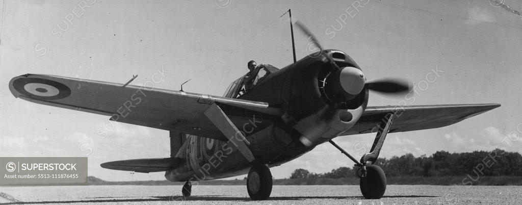 Stock Photo: 5513-111876455 Beable -- Pilot Jed Beable makes 3 ***** in a Buffalo (New Zealander). March 9, 1942.;Beable -- Pilot Jed Beable makes 3 ***** in a Buffalo (New Zealander).