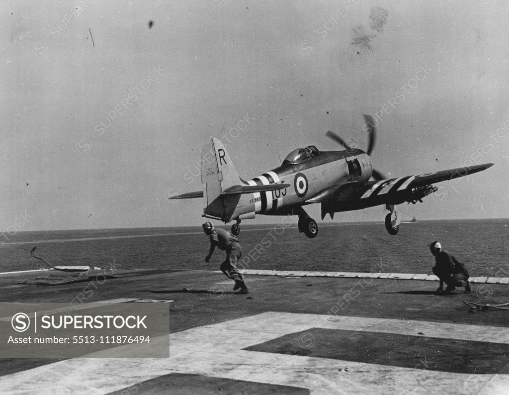 Stock Photo: 5513-111876494 Below is a Sea Fury, several of which took part in the chase. July 17, 1951. (Photo by British Official Photograph).;Below is a Sea Fury, several of which took part in the chase.
