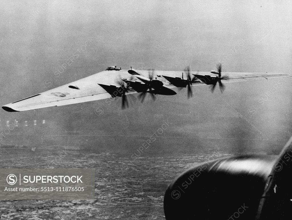 Stock Photo: 5513-111876505 The Northrop XB-35, the Flying Wing, is important, new. The Air Force has one flying has contracted for eleven. November 18, 1947. ;The Northrop XB-35, the Flying Wing, is important, new. The Air Force has one flying has contracted for eleven.