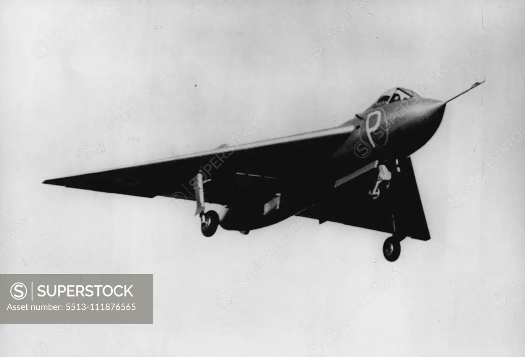 Britain's First Delta-Wing 'Plane -- Seen in flight is Britain's first 'delta winged' aircraft, the Avro 707, which made its initial flight earlier this month. The stubby aircraft, performance details of which are still secret, will be used for examination of the qualities of delta-wing configuration powered with one Rolls-Royce Derwent gas turbine engine, it is an experimental research aircraft designed to permit controlled flight at and above the speed of sound. The Avro 707 measures 38 feet i