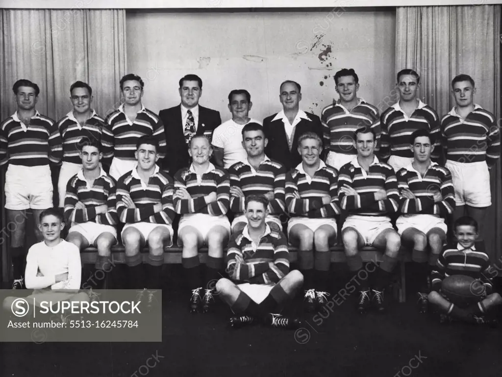 Premiers: North Tamworth Rugby League side, winners of the 2TM championship shield. The team played 15 matches, won 14. January 06, 1952. (Photo by Solomons Studios).