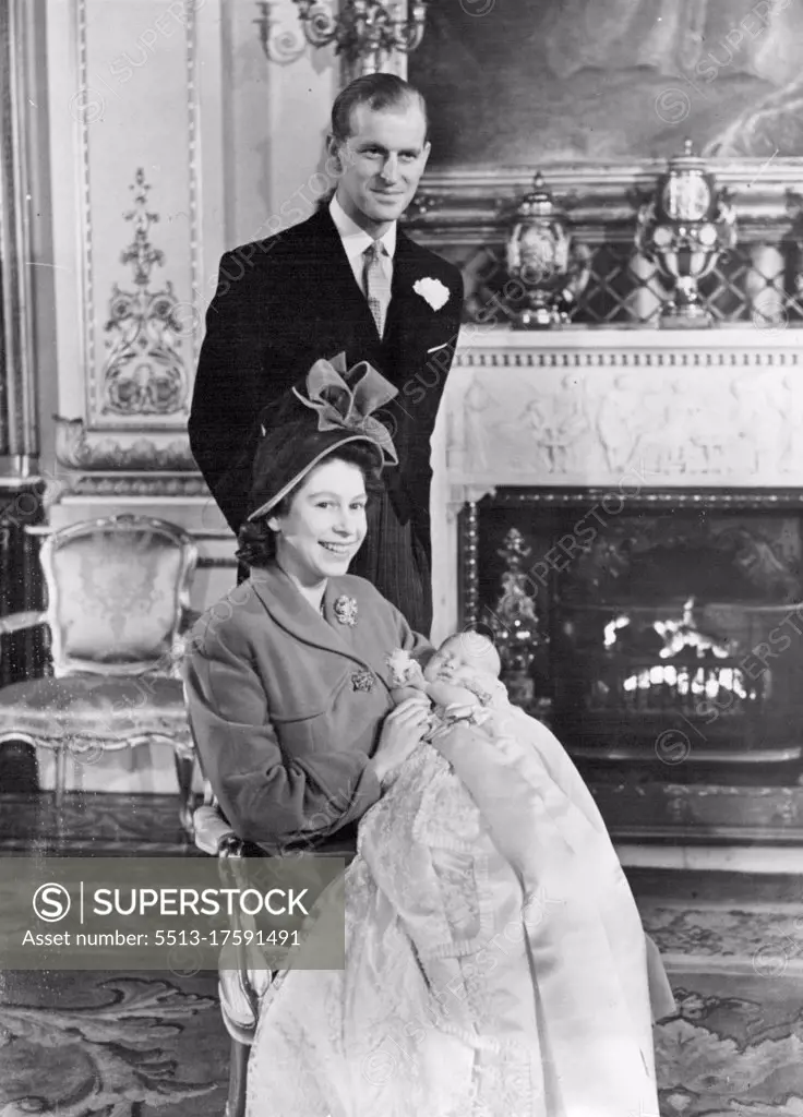 The Royal Christening Princess Elizabeth with her son and the Duke of Edinburgh after the entraining. The Christening of the Royal Baby took place at Buckingham Palace today (Wednesday). The Baby was given the names of Charles Phillip Arthur George of Edinburgh. December 15, 1948. (Photo by London News Agency Photo Ltd.).