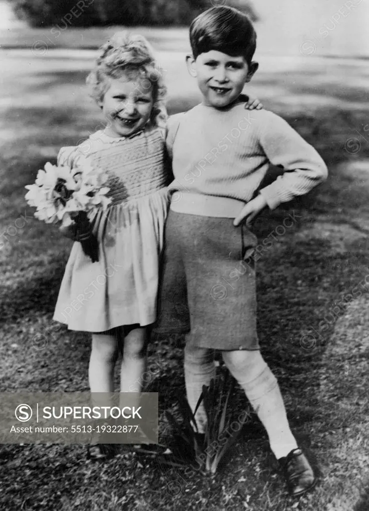Prince Charles & Princess Anne - Together 1950 To 1960 - British Royalty. May 07, 1954. (Photo by Lisa Studios).