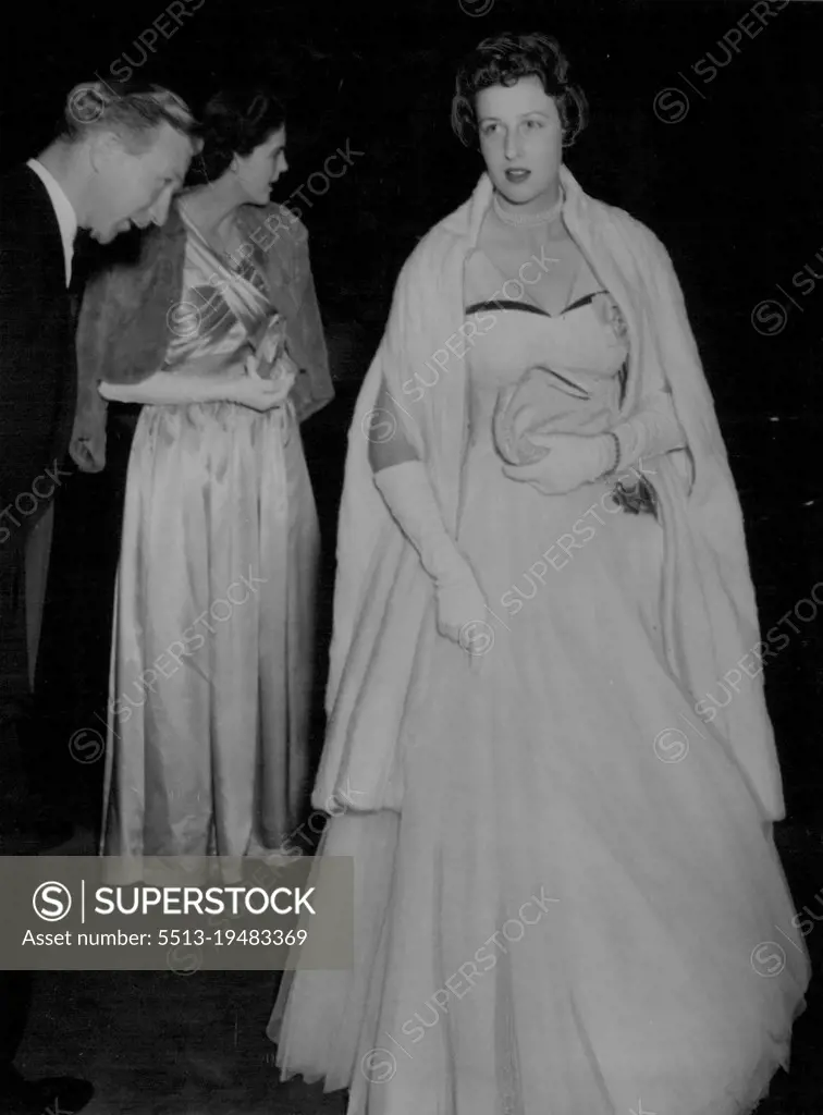 Beautiful Princess Alexandra, 17-year-old daughter of the Duchess of Kent, seen arriving at the Savoy Hotel, London, last week, for the Dockland Settlements Ball. June 03, 1955.
