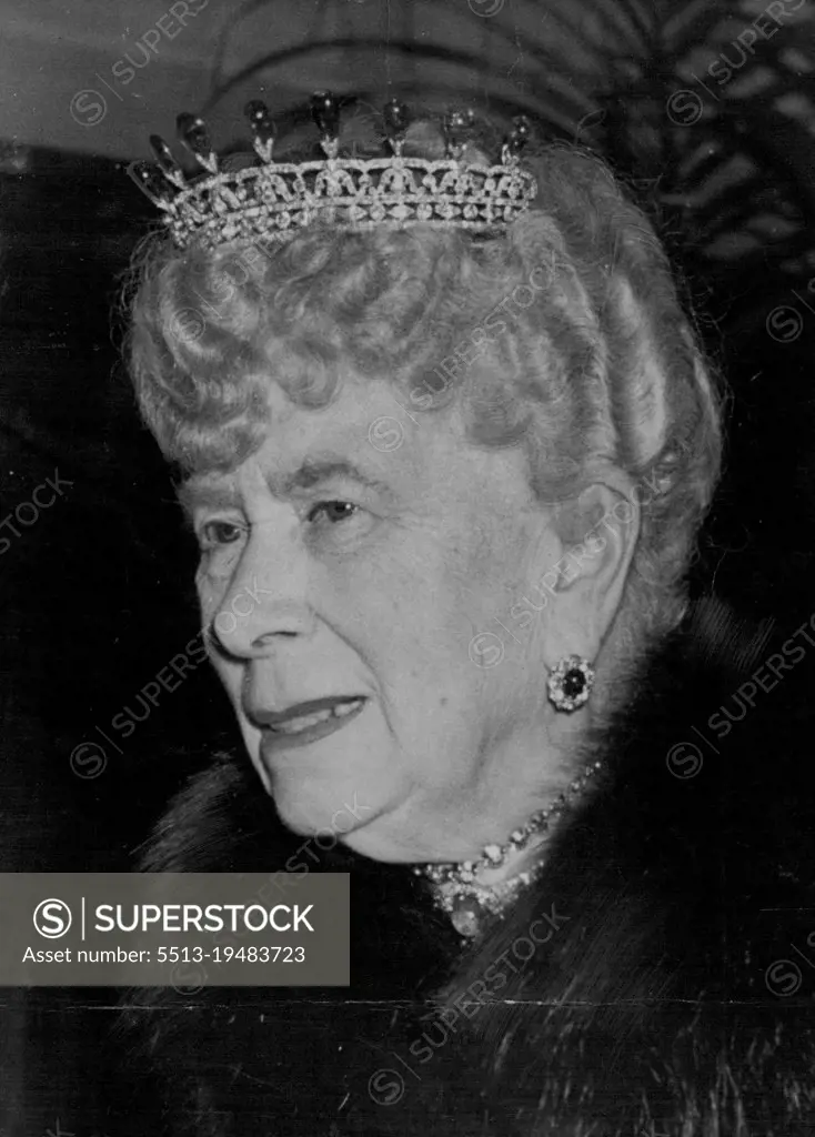 Queen Mary Attends World Premiere Of "The Woman In The Hall" At Leicester Square Theatre -- 80-year-old Queen Mary, wore a tiara, when she attended the world premiere of the film "The Woman In The Hall" which is adapted from the novel by G.B. Stern, at the Liecester Square theatre, London (England) Oct. 30. The Premiere was held in aid of the Union Jack Club. An organisation for service personnel. October 30, 1947. (Photo by Associated Press Photo).