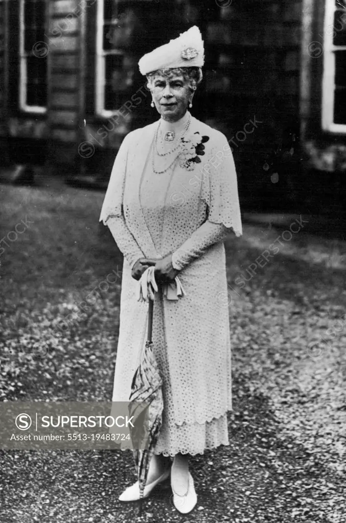 Past and Present Pictures of Queen Mary who celebrates her 80th. Birthday on May 26th. H.M. Queen Mary, during a visit to the West Country. May 21, 1947. (Photo by Sport & General Press Agency Limited).