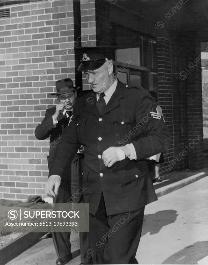 Sgt. R. Newman of Waverley, after he had left the Eastern Subs Hospital where he received treatment. June 16, 1954. (Photo by Frank Albert Charles Burke/Fairfax Media).