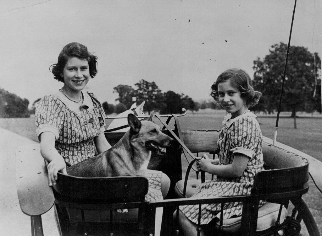 Princess In Their Wartime Home -- Princess Elizabeth and Princess Margaret Rose are staying at a country residence during the war. Their greatest pleasure is the occasional visits of the King and Queen. In view of the need for saving petrol their royal Highnesses penycart has ***** brought into use. September 10, 1940.  (Photo by London News Agency Photos Ltd.).