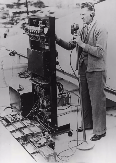 Shortwave Equip: In the 1930s "portable" did not mean "compact." This is a portable shortwave unit in use in 1938. January 1, 1938.