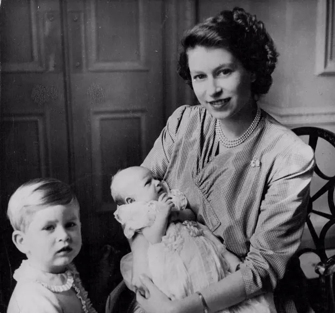 First Picture of Princess Elizabeth With Daughter - Here is the First Picture of Princess Elizabeth, with her Daughter, who was born at Clarence house, London, on Aug 15, 1950, to her and the Duke of Edinburgh. In This Picture Princess Elizabeth is pictured with the Baby, who will be Named Princess Anne Elizabeth Alice Louise, And Her son Prince Charles, who will be Two Years old in November. This Picture was made at Clarence House by Cecilbeaton. September 15, 1950. (Photo by Associated Press Photo).
