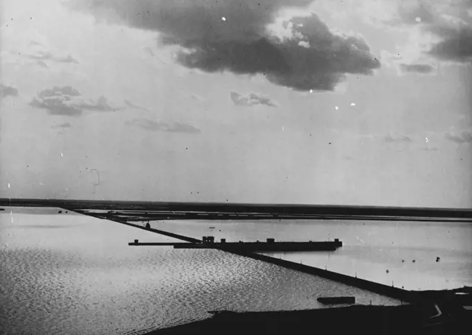 The Anglo-Egyptian Sudan -- D. Jebel Aulia Dam: Egypt is dependent on the waters of the White Nile; to control them, this dam was built near the Uganda frontier of the Sudan. November 7, 1951. (Photo by George Rodger, Camera Press).