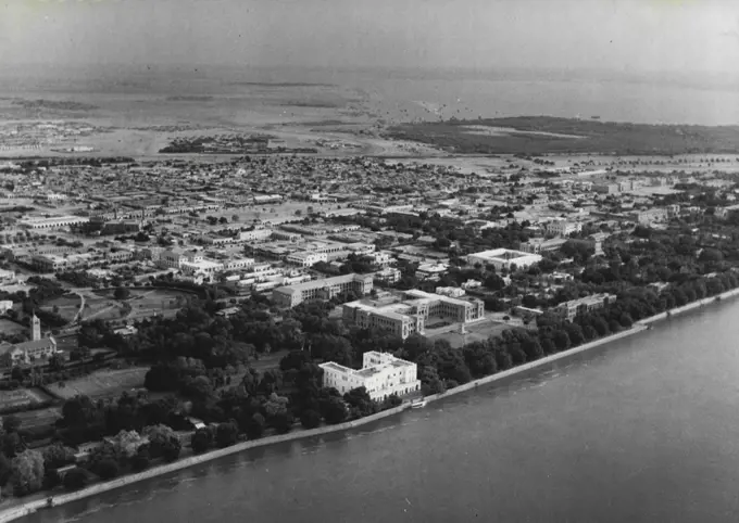 The Anglo-Egyptian Sudan -- Aerial view of Khartoum with the Palace of the Governor-General in the foreground. June 13, 1953. (Photo by George Rodger, Camera Press).