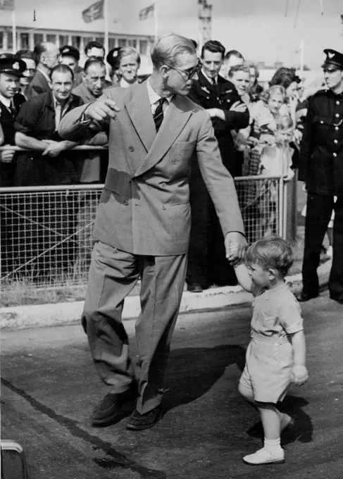 Prince Charles With Father - British Royalty. February 23, 1952.