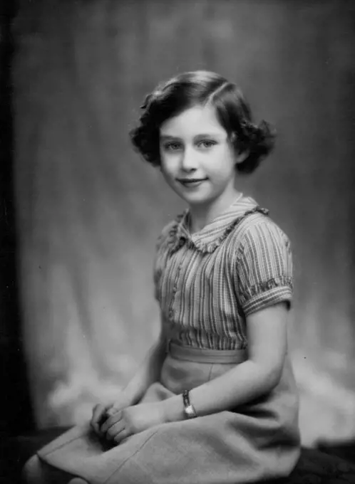 H.R.H. Princess Margaret Rose 9 years old on Aug. 21st. August 15, 1939. (Photo by Marcus Adams).