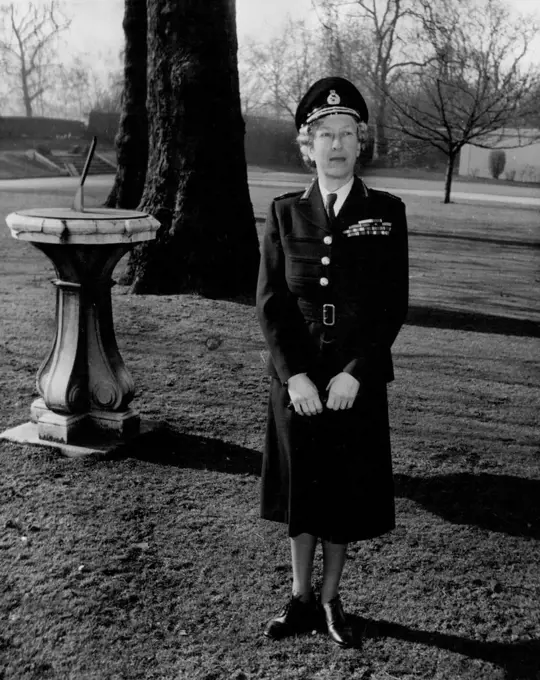 New Portrait of H.R.H. The Princess Royal -- Photographed in the grounds of St. James's Palace, wearing the uniform of Major-General of the Women's Royal Army Corps. April 13, 1955. (Photo by Tom Blau, Camera Press).
