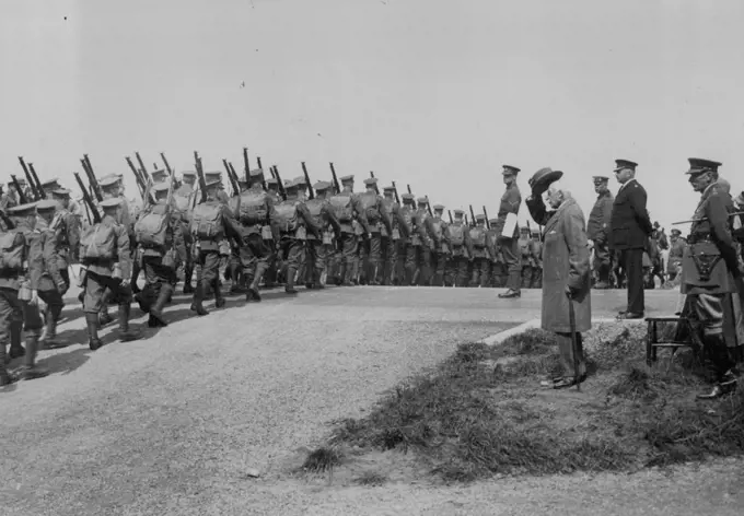 A Friendly Salute From The Old Field-Marshal. The Duke of Connaught, taking the salute, at a march-past of troops engaged in Surrey manoeuvres. H.R.H. is 81 years of age. October 14, 1931. (Photo by Central News).