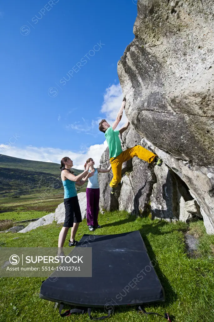 Bouldering at the RAC boulders at Snowdonia National Park