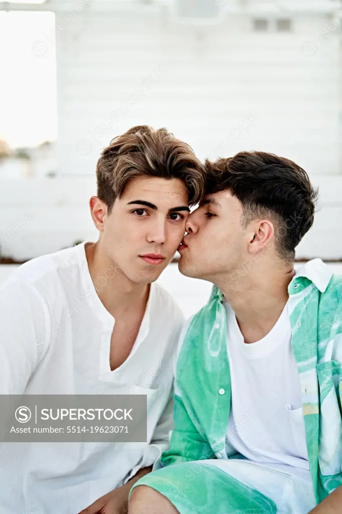 Intimate moment of a gay couple