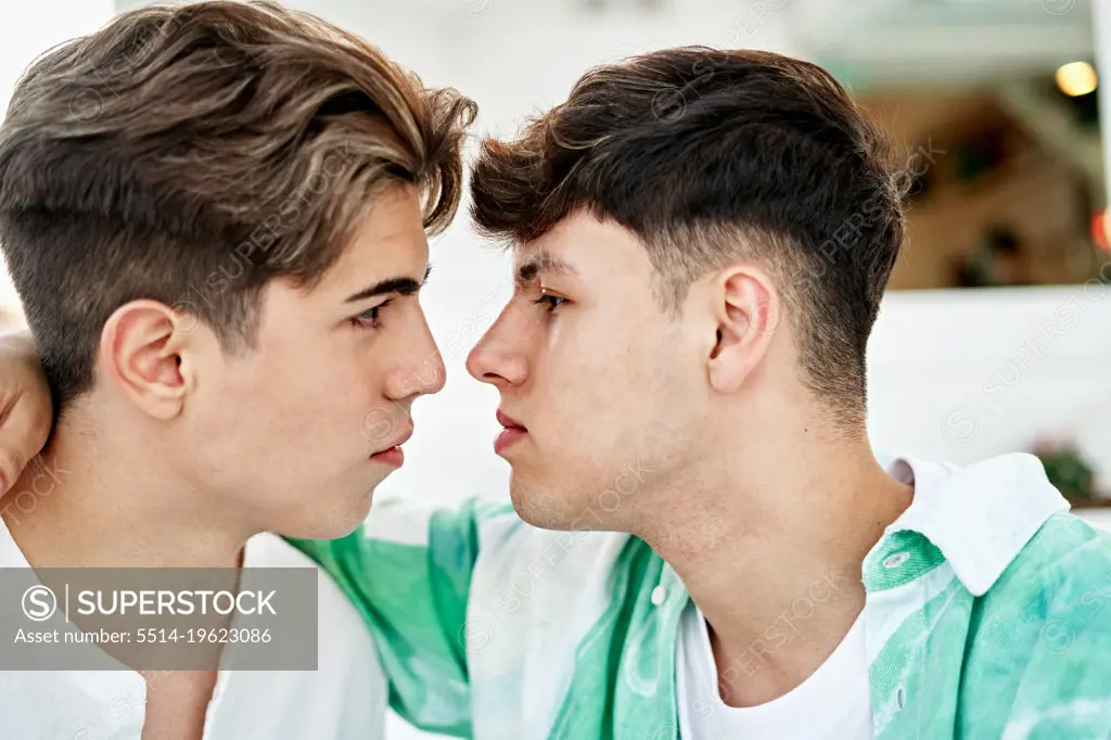 Intimate moment of a gay couple