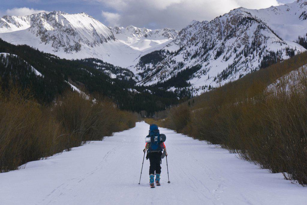 Ski touring in mountains of Colorado
