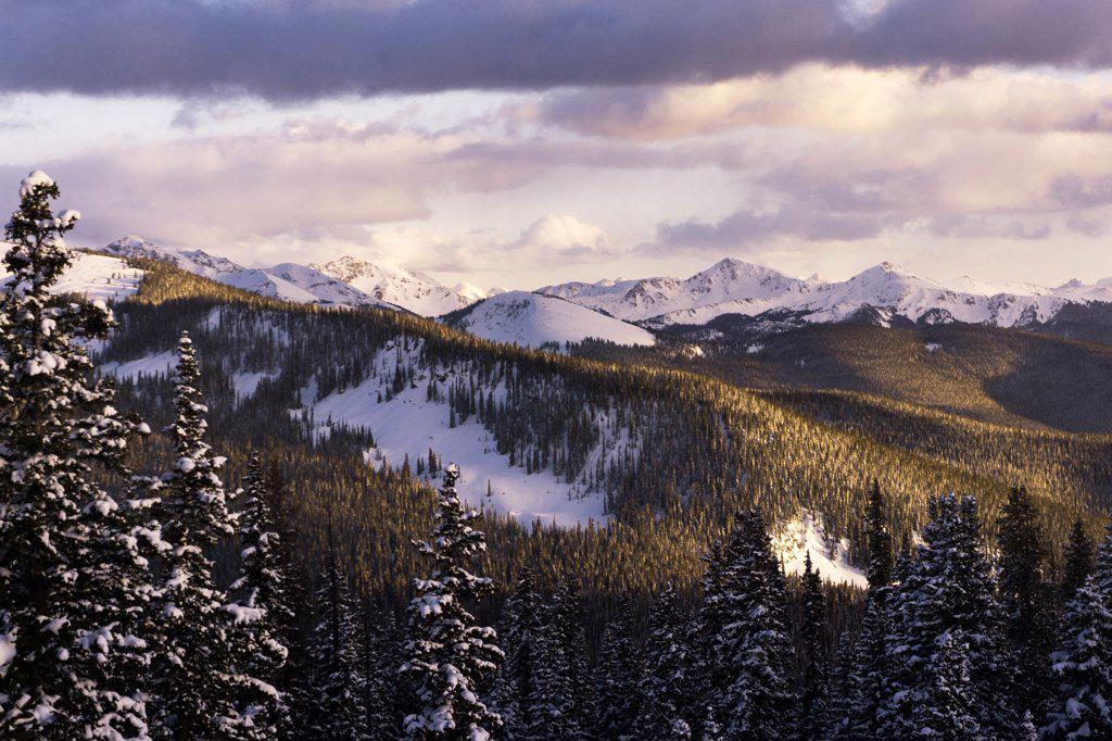 Mountain landscape view in Colorado at sunset