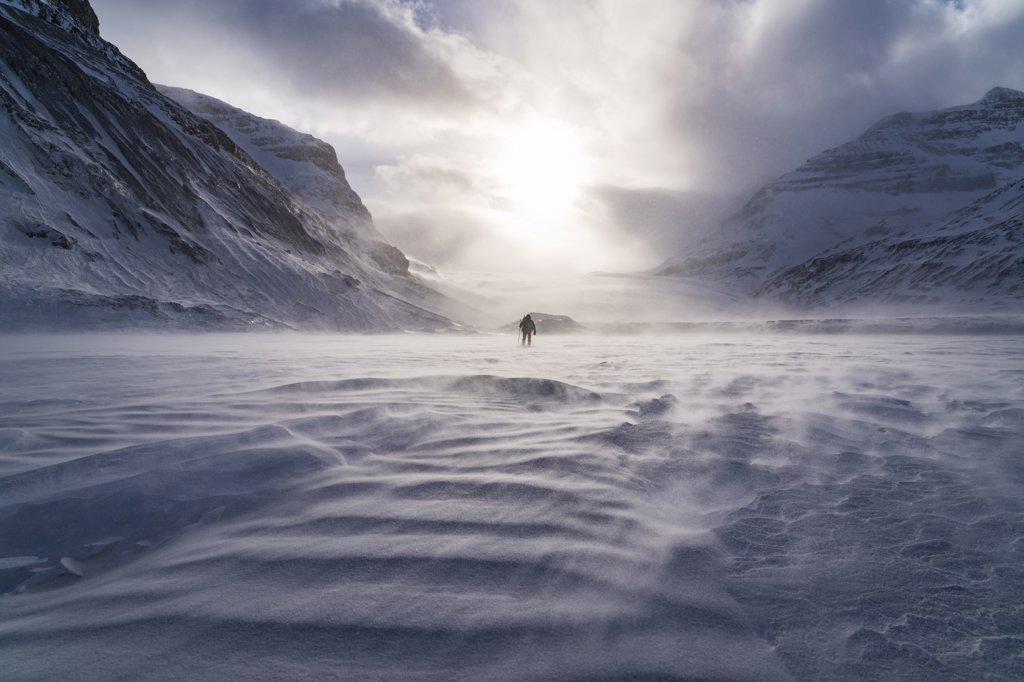 Extreme Winds On Canadian Glacier During Sunset