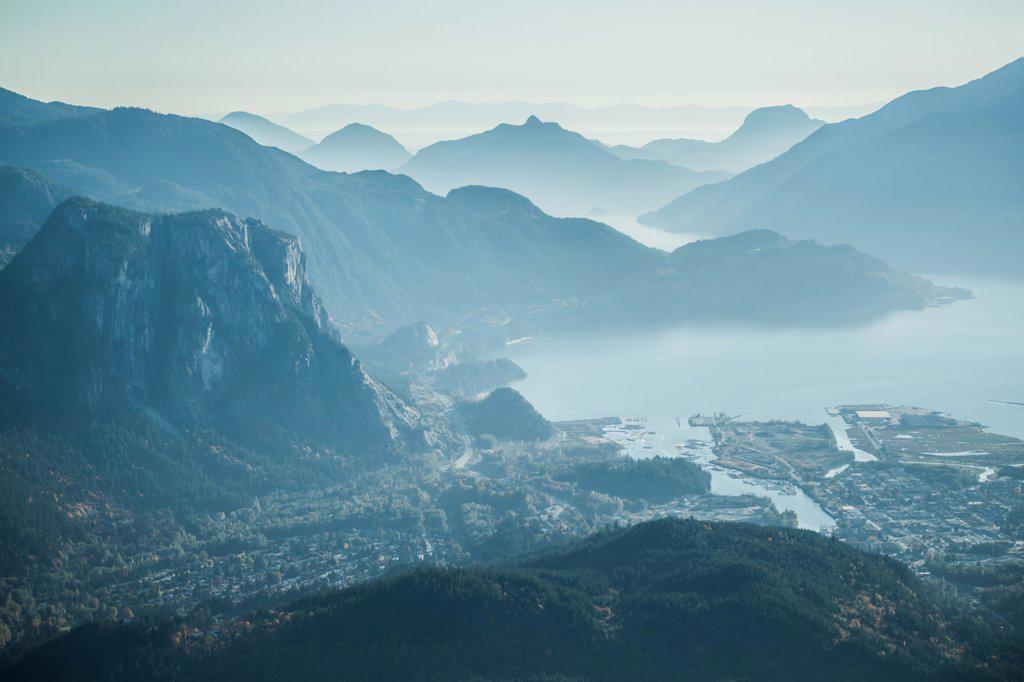 Aerial View of Mountain Town Squamish British Columbia Canada