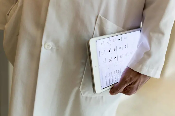 a tablet is used as a medical calculator