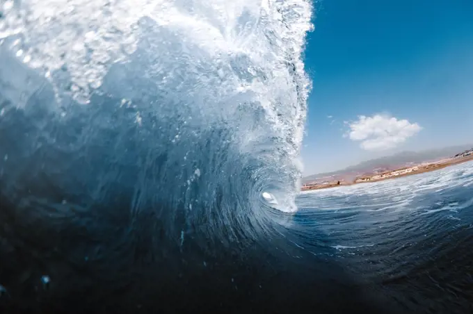 Wave breaking on a beach in Canary Islands
