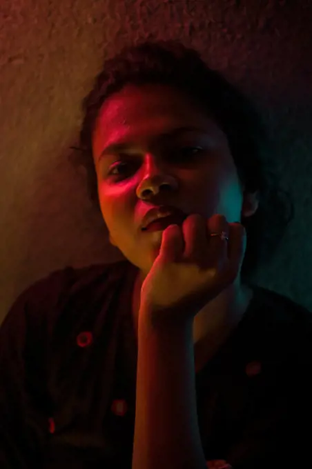 Neon photography of a girl