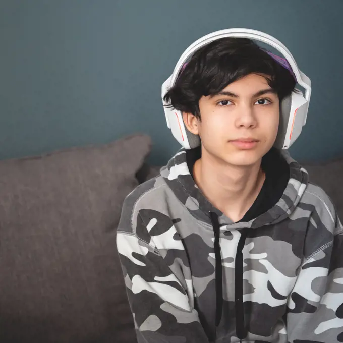 A Boy Wearing His headphones