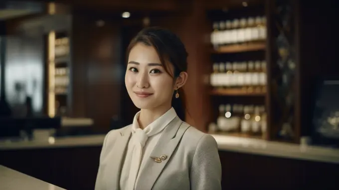 Image Generated AI. Portrait of a hotel manager asian woman