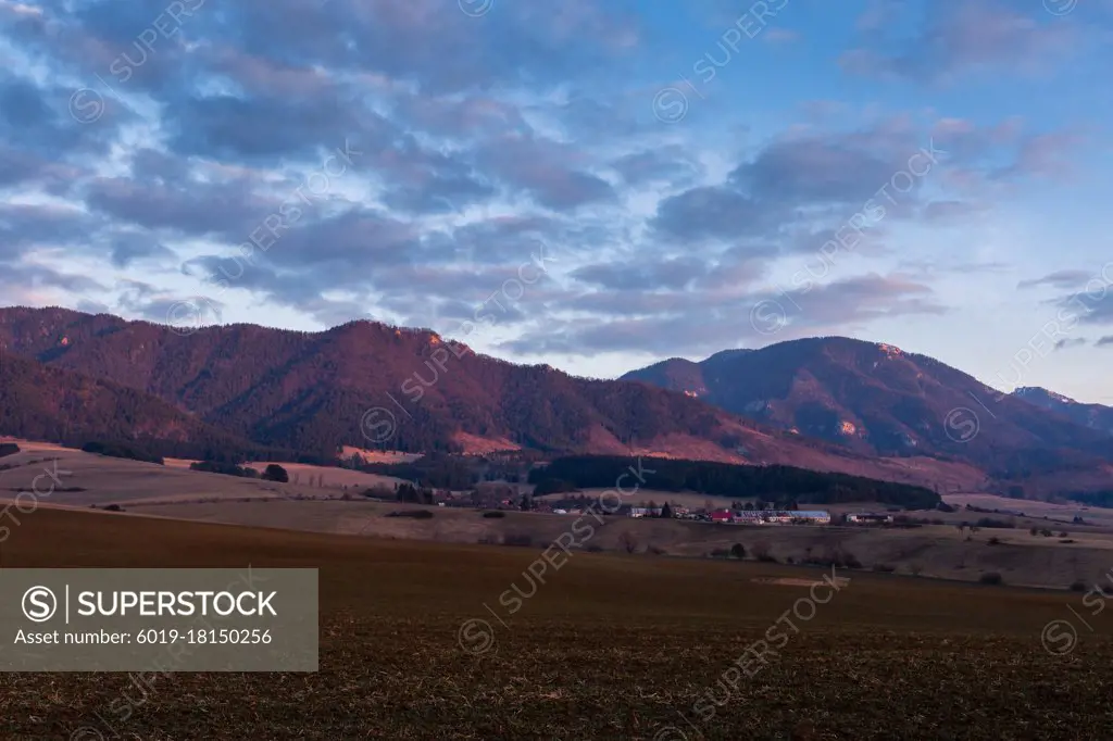 Rural landscape of Turiec region in northern Slovakia.
