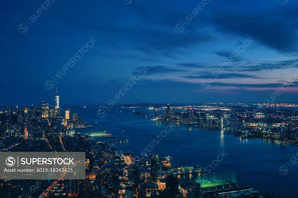 city skyline at night beautiful view New York new jersey sky horizon s