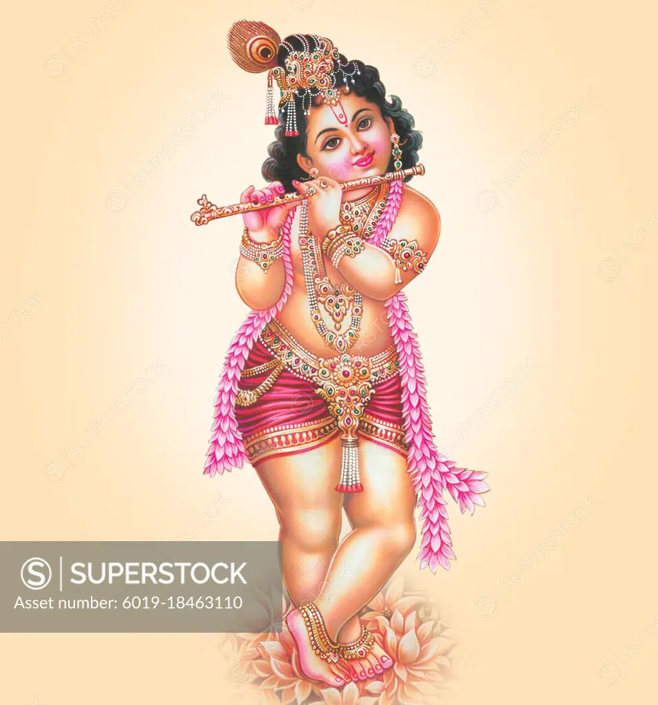 Indian God Lord Krishna High Resolution Illustration - SuperStock